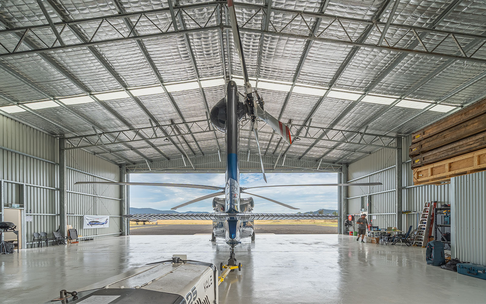 Mat Baker helicopter hangar 