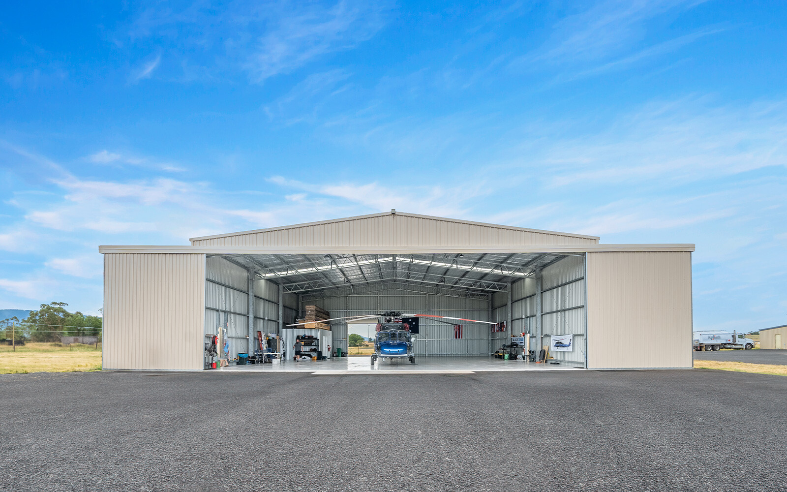 Mat Baker helicopter hangar 