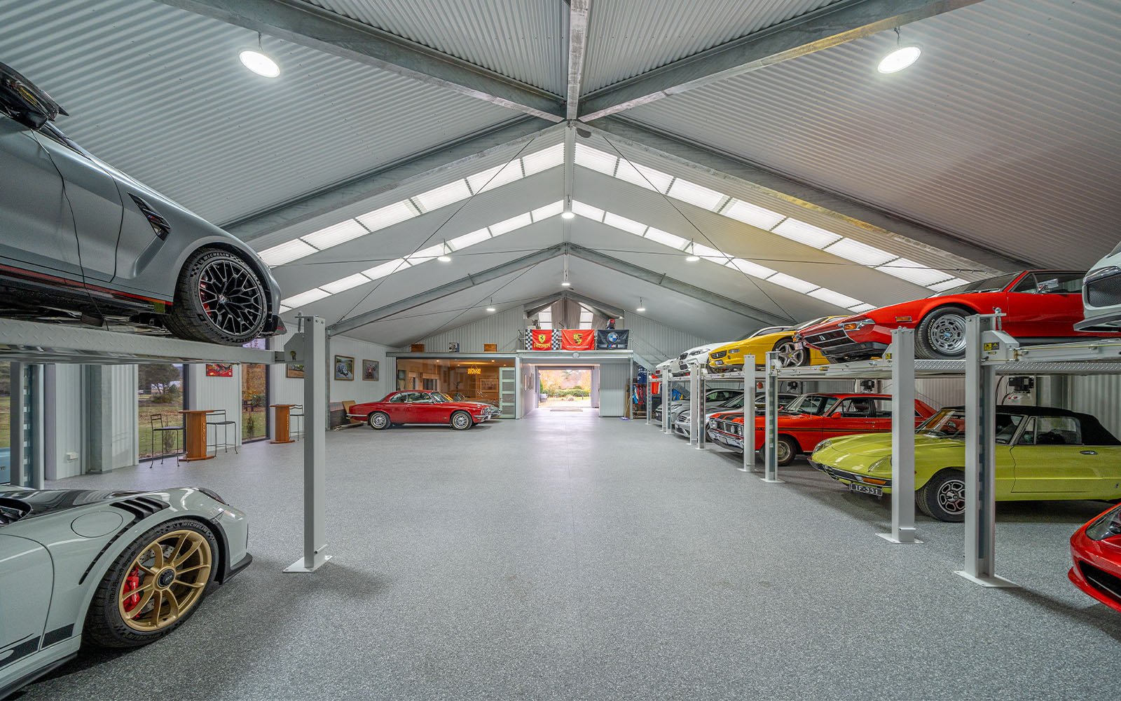 Architectural portal framed custom garage shed